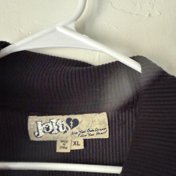 JoJo Jacket Y2k XL Cropped Button Up 3/4 Sleeve Ribbed Pockets Retro Going Out - Picture 4 of 8